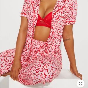 Valentines Day Leopard Print Pajama Set